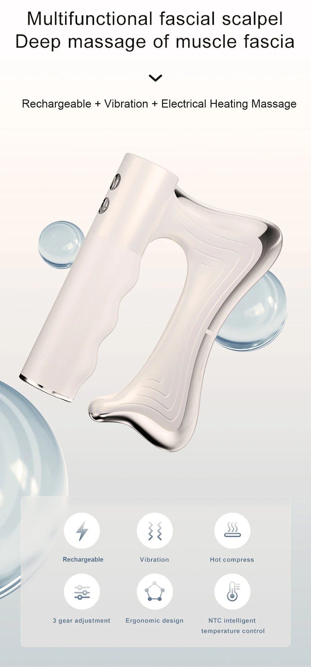 Heated Deep Tissue Massage Blade | Heat + Vibration + NMES Relief